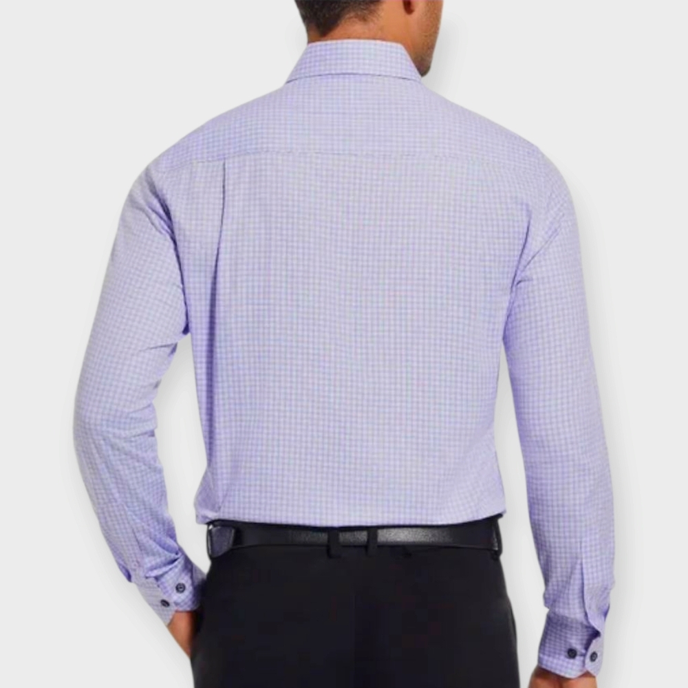 Duchamp London Men Luxury Purple White Shirt Long Sleeve Slim Fit Cotton XXL (18 - Picture 10 of 13